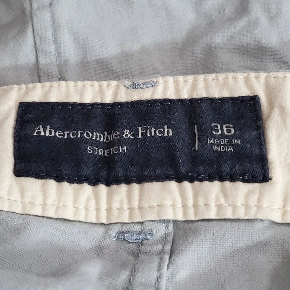 Abercrombie & Fitch Men Shorts 36 Light Gray Casual Shorts Chino Logo Stretch